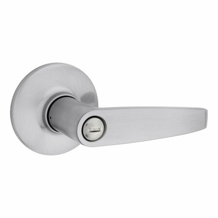 SAFELOCK Winston Lever Round Rose Push Button Privacy Lock with RCAL Latch and RCS Strike Satin Chrome SL4000WI-26D